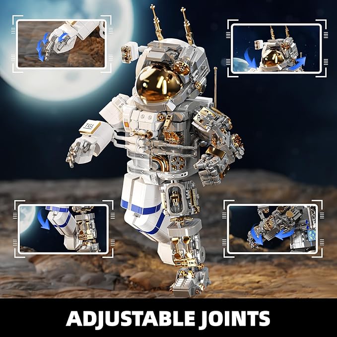 TYCOLE City Space Astronaut Building Toy Set -Translucent Classic Spaceman Model Building Block Set with Display Stand,Home or Office Decor,Idea Christmas Birthday Gift for Adults&Kids 8+ (860PCS)