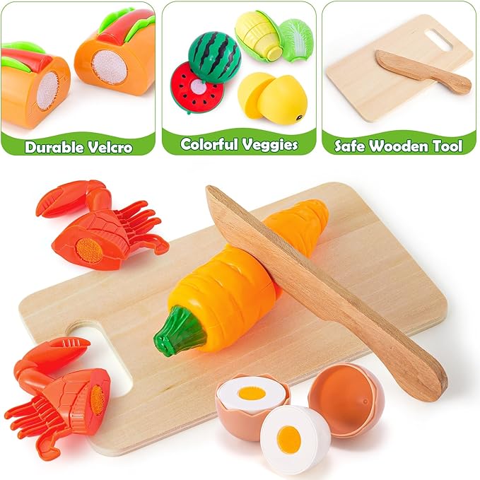 Play Kitchen Accessories Play Food Set for Kids, Stainless Steel Pots and Pans Cooking Set for Toddlers Pretend Food Toys, Kitchen Playset for Kids Ages 4-8 Birthday for Boys and Girls