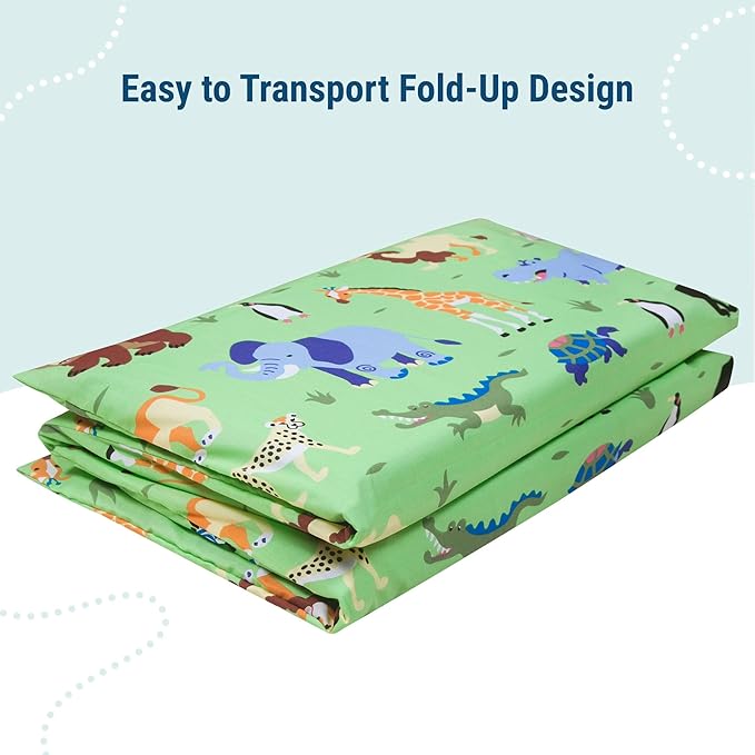 Wildkin Kids Nap Mat Cover for Boys & Girls, Sewn-in Flap Design Rest Mat Cover, Perfect for Preschool and Daycare, Fits Our Vinyl Nap Mat up to 1.5 Inches Including Basic Sleep Mat (Wild Animals)