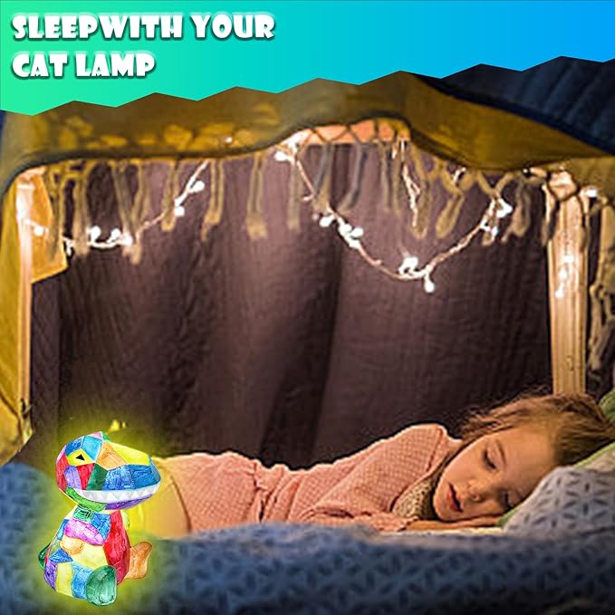 LTZFGZ DIY Dinosaur Lamp Arts and Crafts Supplies Kit for Kids Age 3 4 5 6 7 8 9, Painting kit for Kids 6-12, Crafting Home School Supply Set Kids Toys Birthday Gift for 3-12 Years Old Boys Girls