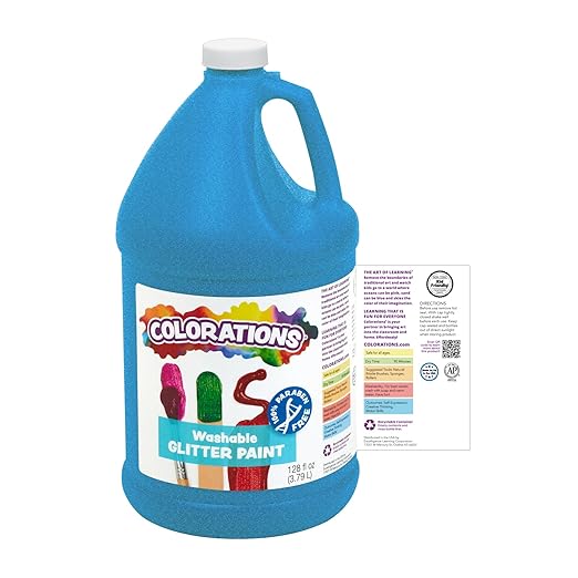 Colorations Washable Glitter Paint, Magenta, Non Toxic, Vibrant, Bold, Sparkly, Glittery, Kids Paint, Kids Glitter Paint, Craft, Hobby, Fun, Art Supplies, 1 Gallon (GPGMA)