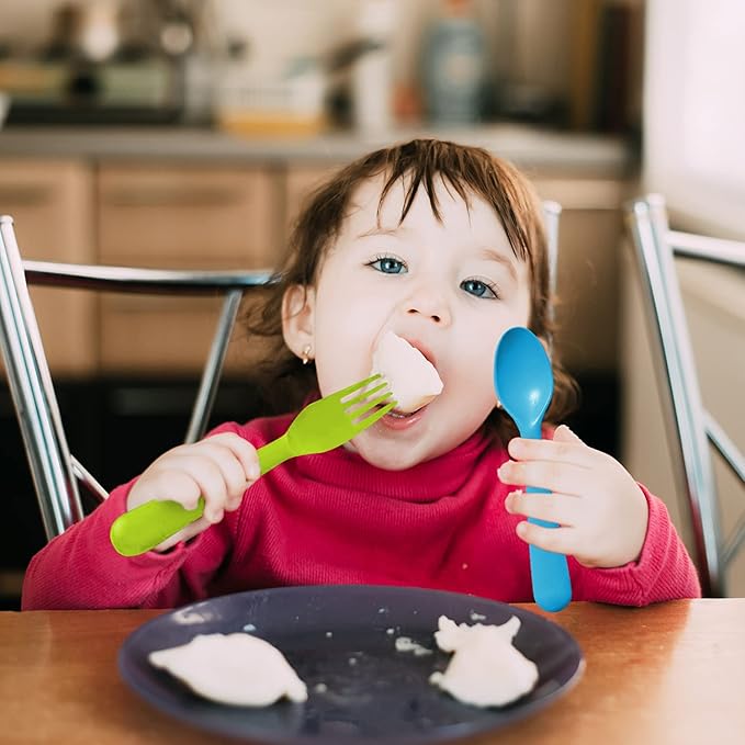 Plastic Toddler Spoons - Set of 16 Kids Spoons BPA Free/Dishwasher Safe Toddler Utensils Set Brightly Colored Kid Spoons Flatware Set Great for Kids and Toddlers Spoon
