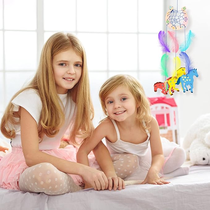 Fennoral 30 Pack Wooden Horse Craft for Kids Unfinished Wooden Cutouts Horse Horseshoes for Girls Boys Paint You Own Horse Dream Catcher Craft for Kids DIY Art Activity Party Favors Decoration