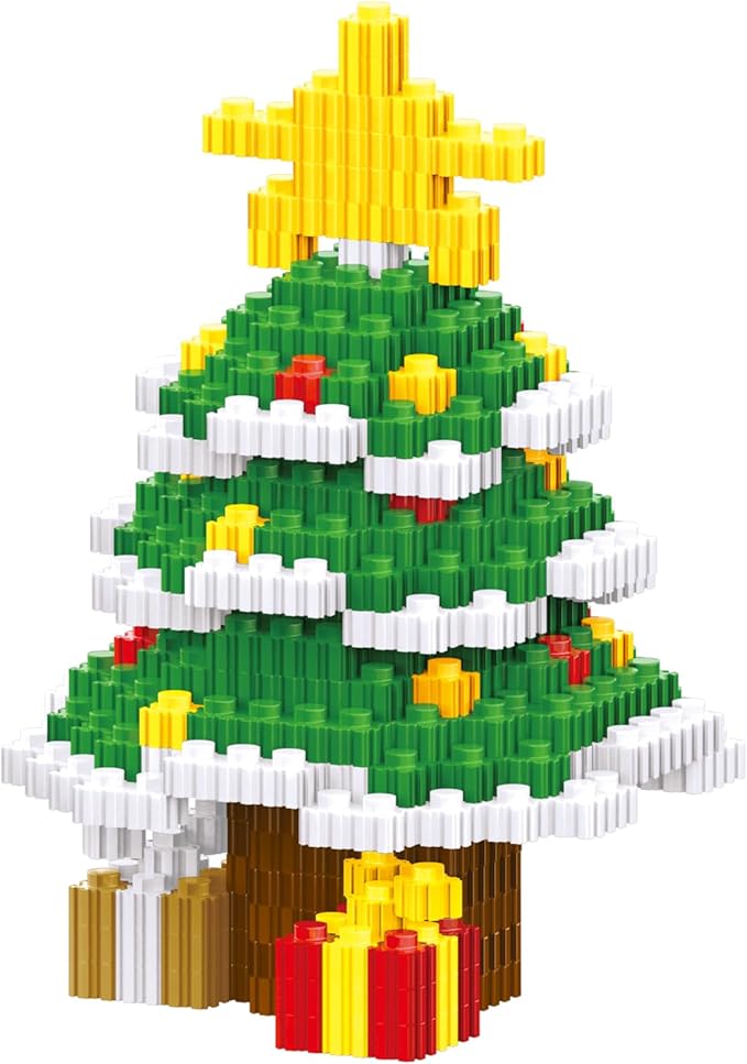 Christmas Building Blocks Tree Compatible for Lego Christmas Micro Blocks Stacking New Toys Holiday Present Box New Year Birthday Gifts for Kids 6-12 Years Old (Tree)