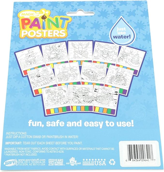 Savvi Boys Magic Paint Book, Just Add Water, 6 x 8 Inches - Styles Will Vary