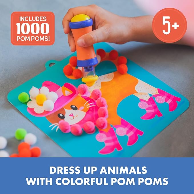 Educational Insights Pom Pom Kit - Arts and Crafts for Kids, Toddler Art Supplies, Toddler DIY Sensory Activity, Easter Basket Stuffers, Gift for Girls and Boys Ages 5+