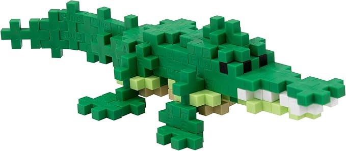 PLUS PLUS 3D Animal Figure Building Block Set, 70 Mini Interlocking Puzzle Pieces, Fun Stem Toys for Kids - Alligator Maker Tube