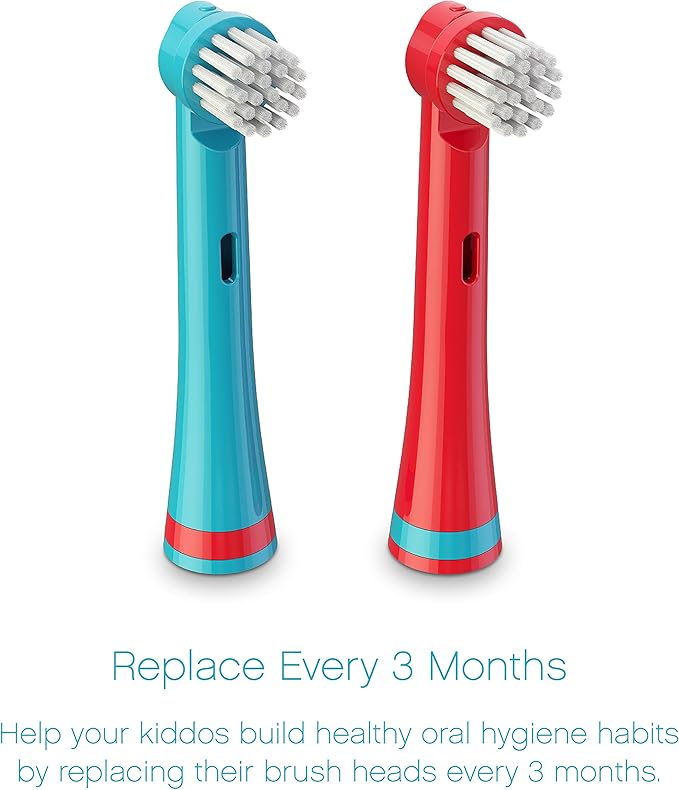 Brusheez Electronic Toothbrush Replacement Brush Heads 2 Pack (Pepper The Dinosaur)