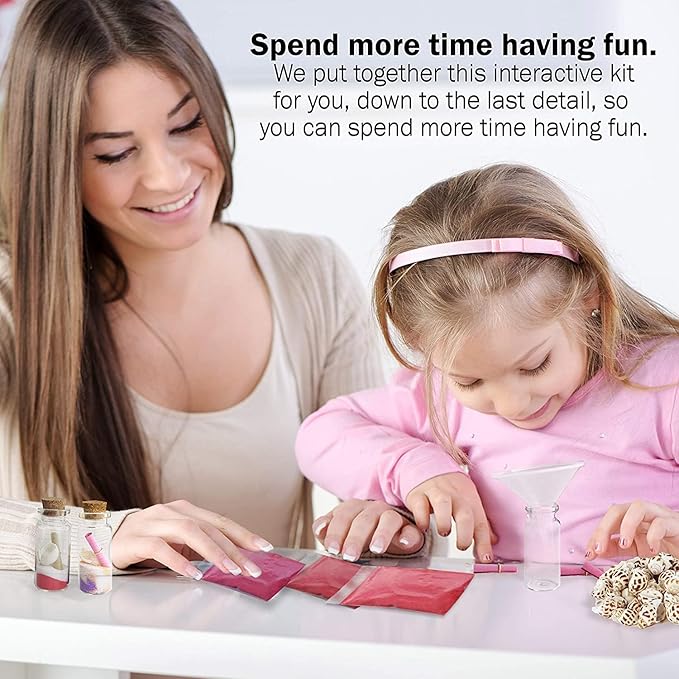 Upper Midland Products Sand Art Wishing Bottles, Bulk Sand Art She Shell Set, 20 Glass Bottles, 50 Seashells, 7 Color Sand, 20 Letter Paper, 3 funnels