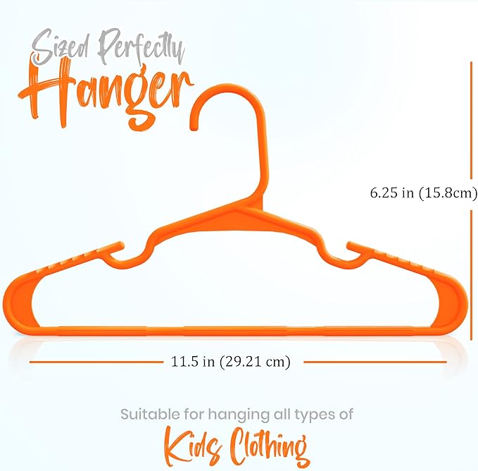 Utopia Home 20 Pack Kids Hangers - 11.5 Inch Plastic Baby Hangers for Closet - Childrens Hanger for Clothes & Infant Hanger for Closet - Ideal for Everyday Standard Use (Orange)