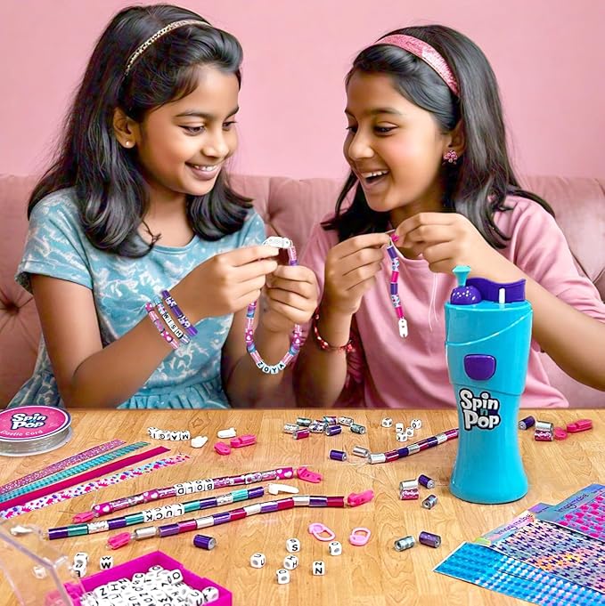Imagimake Spin n Pop : DIY Bracelets Braids & More | Patented Electric Bracelet Maker | DIY Craft Kits for Girls Ages 8-13 | Create 25+ Accessories for Girls 10-12 | Teenage Girl Gift Ideas