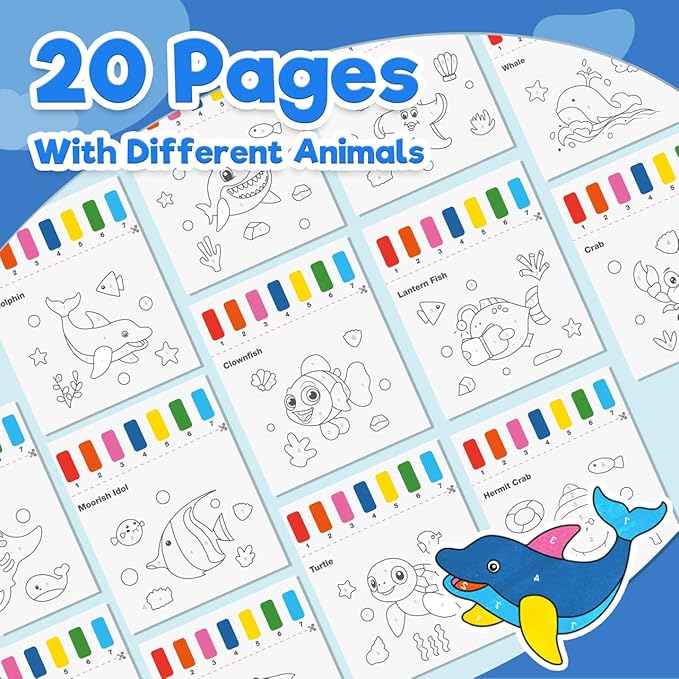 ZMLM Paint with Water Books for Kids - Easter Basket Stuffers Mess Free Coloring Activity for Toddlers - Arts & Crafts Gifts Toys for Valentines Birthday Christmas Boy Girls Ages 4 5 6 7 8(Sea)