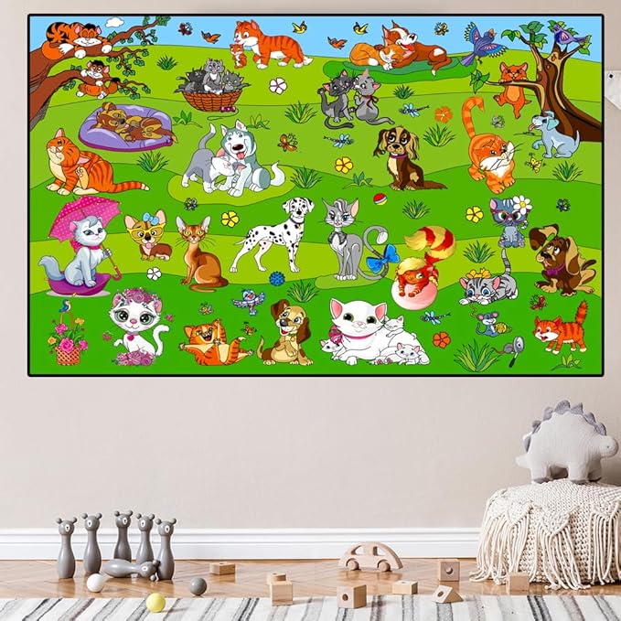 ALEX Art, Jumbo Coloring Poster - Cute Cats and Dogs Giant Coloring Posters for Kids - Large Coloring Poster for Wall or Table - Fun Big Coloring Sheets - Huge Size 38.5”x26.7”