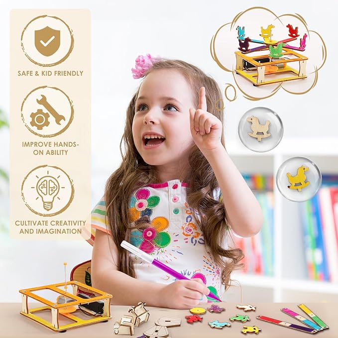 STEM Science Kit for Kids Ages 8-12, Wood DIY Craft Building Kits for Boys Girls 7-11, Science Experiment Projects for Engineering Model Kit, 3D Wooden Puzzle Toys for 9 10 12 14 Years Old