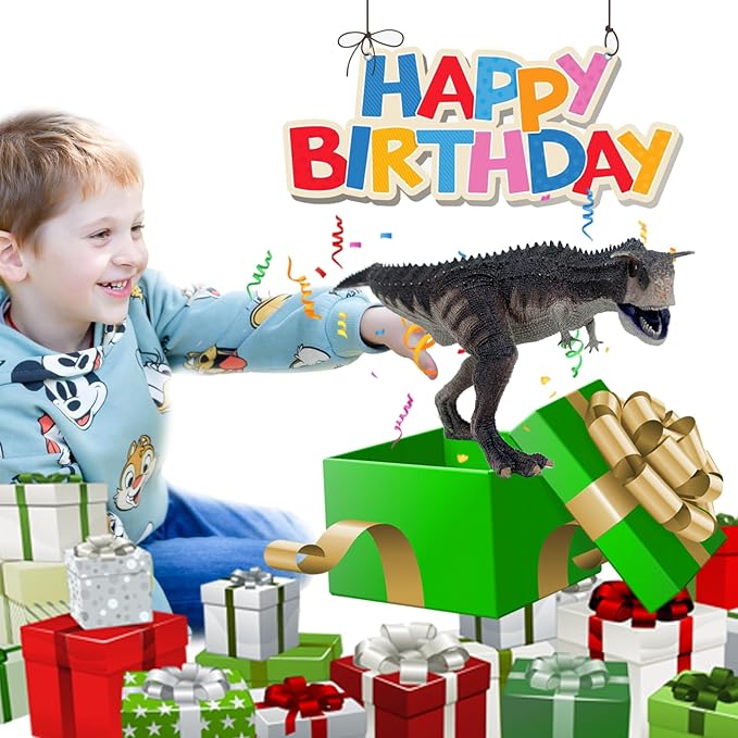 Gemini & Genius Dinosaur Toys Carnotaurus with Moveable Jaw, Realistic Sculpting Camp Cretaceous Dinosarur Action Figure, Birthday Cake Topper, Family Party Gifts for Kids Age 4 Years & Up