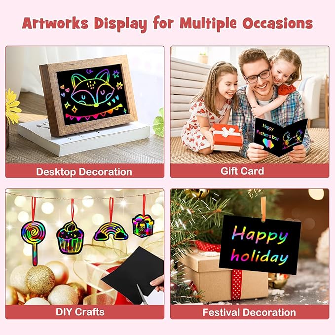 ZMLM Scratch Paper Art Set: 60Pcs Magic Drawing Art Craft Kid Easter Basket Stuffers Scratch Paper Supply Toddler Preschool Learning Toy for Age 3 4 5 6 7 8 Girl Boy Valentine's Day Birthday Gift