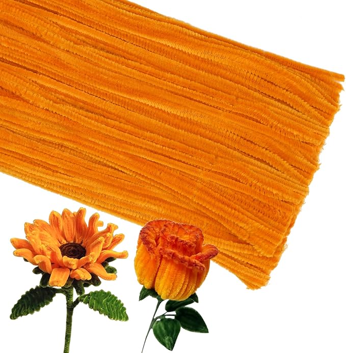 Chenille Stems Pipe Cleaners, 100 Pcs Pipe Cleaners Craft Supplies for DIY Hand Craft Arts Making, Festivals Decorations Craft/Orange