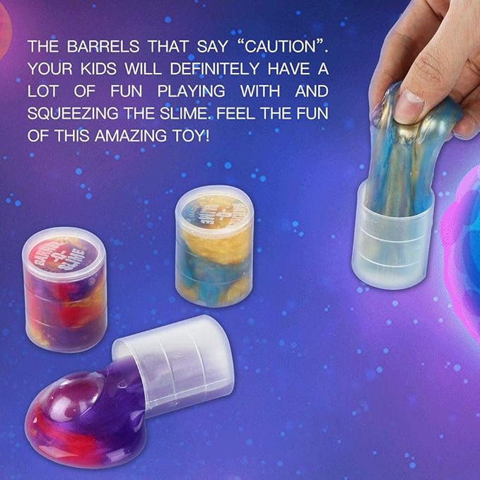 48 Pack Barrel of Slime - Colorful Sludgy Gooey Fidget Kit for Sensory and Tactile Stimulation, Stress Relief, Prize, Party Favor, Christmas Stocking Stuffers