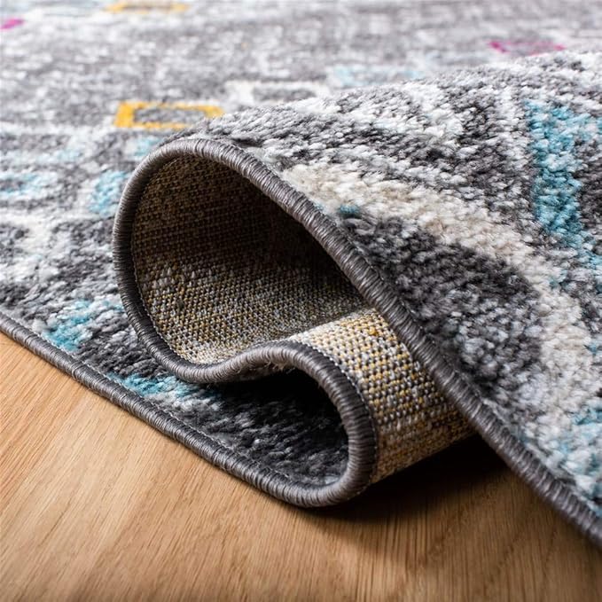SAFAVIEH Amsterdam Collection Accent Rug - 3' x 5', Dark Grey & Ivory, Moroccan Boho Design, Non-Shedding & Easy Care, Ideal for High Traffic Areas in Entryway, Living Room, Bedroom (AMS108H)