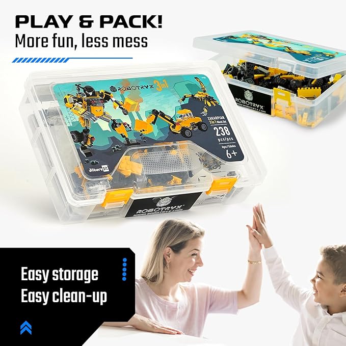 JITTERYGIT Robot Building Toy Gift for Boys, Perfect STEM Gift for Builders Ages 6, 7, 8, 9, and 10 Year Olds, Yellow Zakarpian (238 Pcs) Robotryx