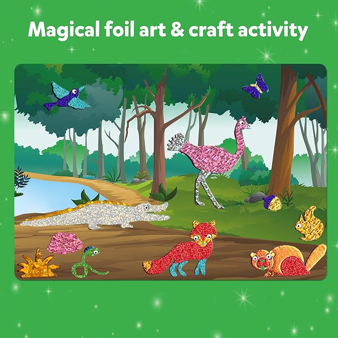 Skillmatics Art & Craft Activity - Foil Fun Animals, No Mess Art for Kids, Craft Kits & Supplies, DIY Creative Activity, Gifts for Boys & Girls Ages 4, 5, 6, 7, 8, 9, Travel Toys