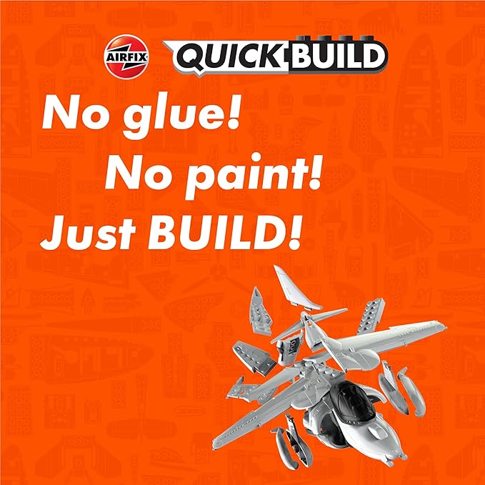 Airfix J6009 Quickbuild Model Airplane Kits for Adults & Kids - Harrier - Fighter Jet Plastic Model Kits, Block Building Sets, Snap Together Aircraft Models, Engineering Toys for Gifts