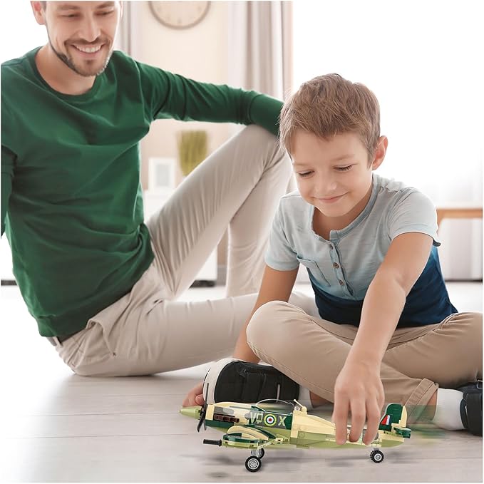 TOY PLAYER Spitfire Fighter Plane Jet Building Set - Compatible with Lego Plane, Military Airplanes Model, Gift for Boys Age 6 7 8 9 10 11 12 and WW2 Military SetCollectors & Enthusiasts