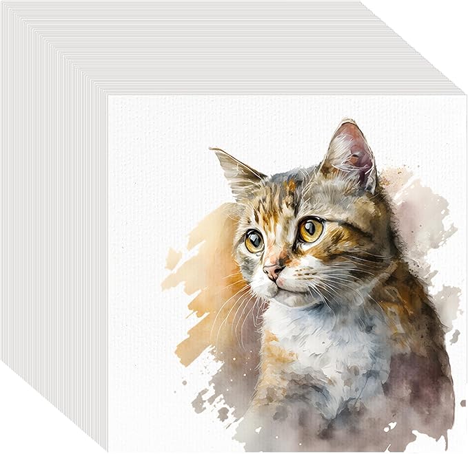 50PCS 6x6 Watercolor Paper Bulk, 140lb/300g Cold Press Thick Water Color Paper Pad for Kid Child Adult, White Art Paper for Drawing Painting Markers Gouache, Textured Cotton Paper Sheets