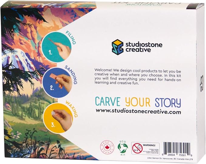 STUDIOSTONE CREATIVE DIY Arts & Crafts Carving Kit Kids Adults Wolf Sculpture Soapstone