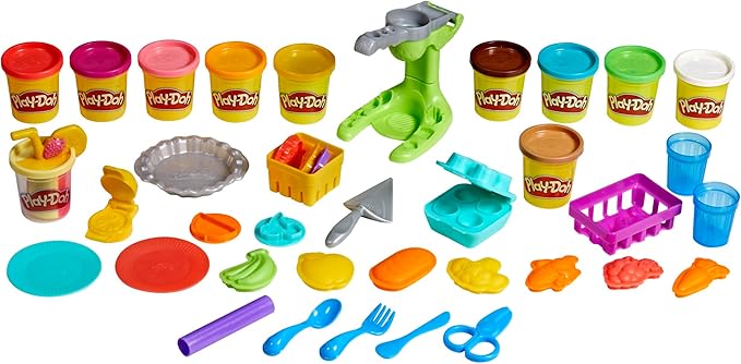 Play-Doh Farmer's Market Kitchen Playset, 28 Play Food Accessories & Tools, 11 Colors, Back to School Classroom Supplies, Preschool Toys, Ages 3+ (Amazon Exclusive)