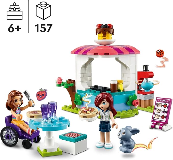 LEGO Friends Pancake Shop 41753 Building Toy Set, Pretend Creative Fun for Boys and Girls Ages 6+, with 2 Mini-Dolls and Accessories, Inspire Imaginative Role Play