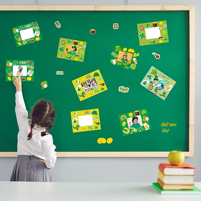 chiazllta 30 Packs St. Patricks Day Picture Frame Craft Kits for Kids St. Patricks DIY Craft Art St. Patrick Day Party Decoration Favor Home Classroom Game Activities