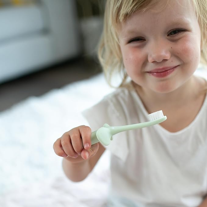 Dr. Brown's Infant-to-Toddler Toothbrush, Soft and Safe Baby Training Brush, Elephant, Mint, 0-3 years (Styles May Vary)