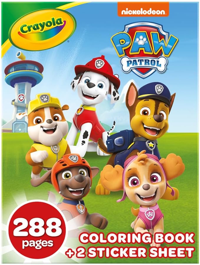 Crayola PAW Patrol Coloring Book (288pgs), Kids Coloring Book Pages & Stickers, PAW Patrol Gift, Travel Activity, Toddler Toys, 3+