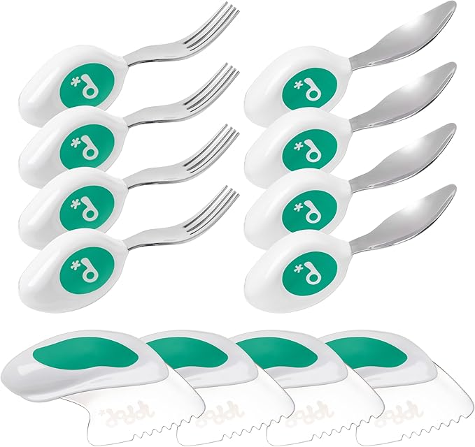 doddl 4 Sets Knife, Fork, and Spoon Set - 12 Pieces - Learn to use Toddler Silverware in Minutes, Toddler Utensils 1 year old & up, Baby Led Weaning Supplies