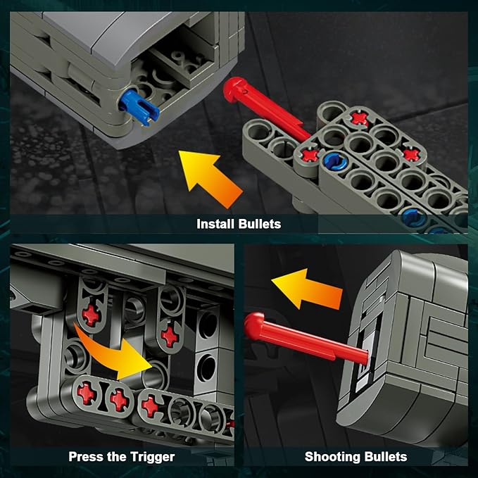 Finger Rock Gun Building Blocks Sets, 1:1 Simulation Shooting Toy M92F Pistol Model Building Kit, Rifle Weapon Collectible Gift for Military Enthusiasts, Adults Kids 14+ (360 pcs)