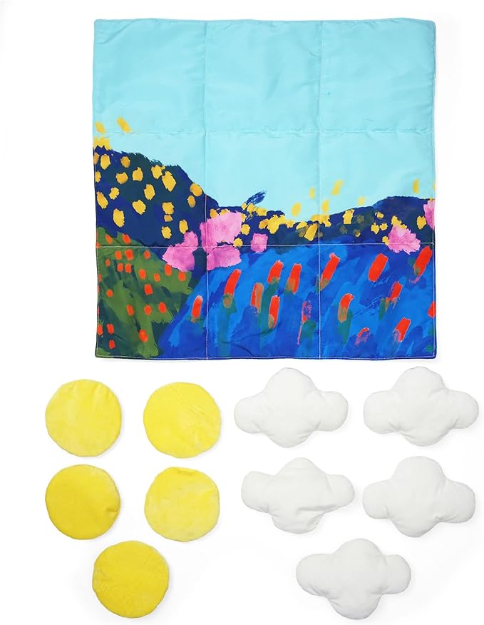Manhattan Toy Sunny Day 11-Piece Decorative Soft Quilted Jumbo Floor or Table Tic Tac Toe Game for Kids