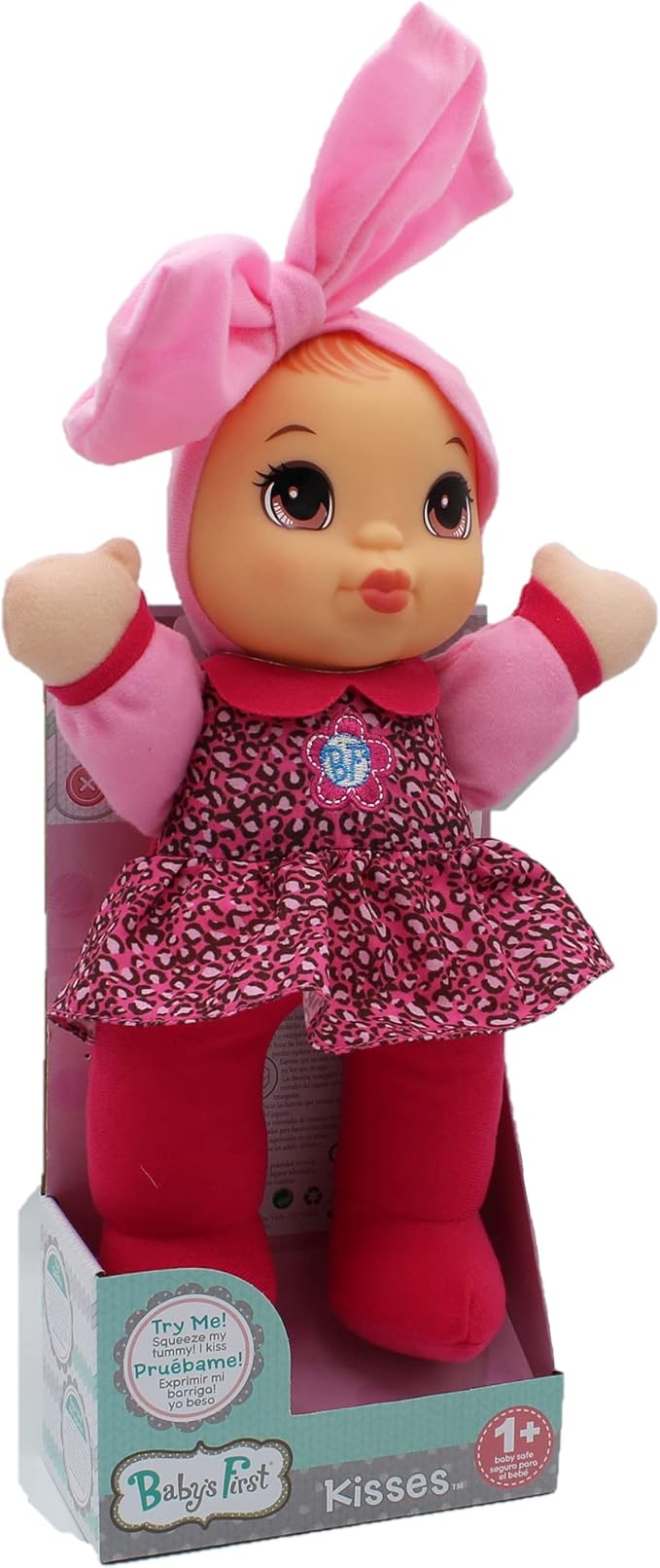 Baby's First Soft & Cuddly Baby Kisses (Bilingual English-Spanish) Doll - Dressed in Print Top and Leggings - Press her Tummy for a Sweet Kisses Sounds and Says I Love You
