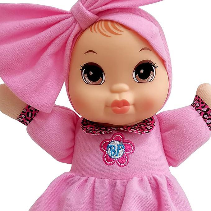 Baby's First Soft & Cuddly Baby Kisses Doll - Dressed in Pink Top and Print Leggings - Press her Tummy for a Sweet Kisses Sounds and Says I Love You