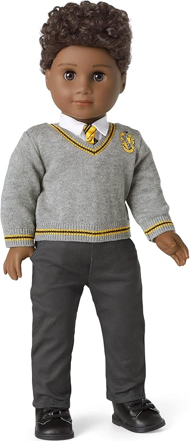 American Girl Harry Potter 18-inch Doll Hufflepuff Outfit with Sweater and Scarf Featuring House Crest, For Ages 6+