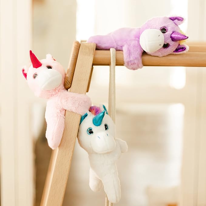 Unicorn Slap Bracelets Wrist Hugger Gift- Stuffed Animals Huggable Plush Toy for Kids and Teens, Toddler Bed and Stroller Toys White, 8.5"