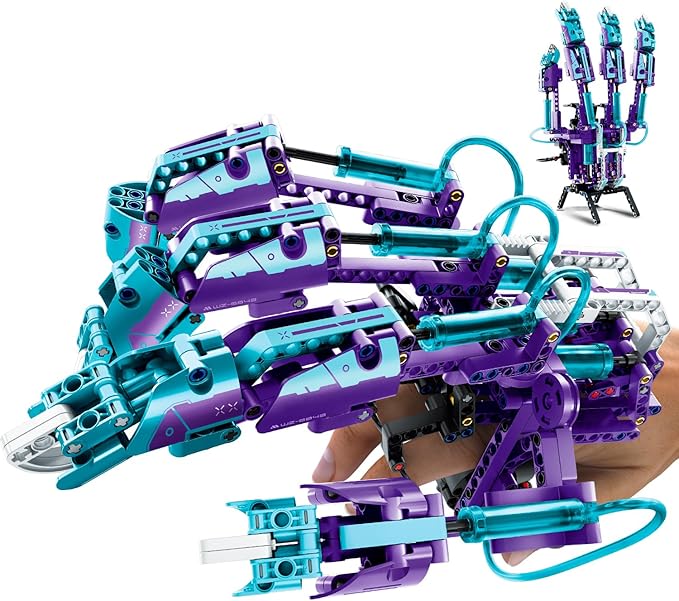 Nano-Hydraulic Mechanical Gloves Creative Assembly Model Toys Building Block Sets Wearable with One Hand and Telescopic Knuckles Gifts, Decoration and Display Model Sets for Children and Adults