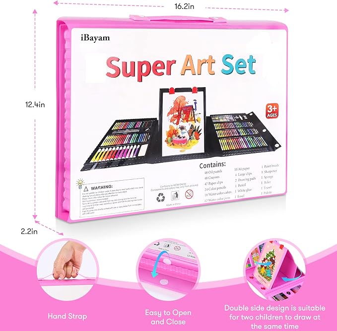 iBayam Teen Girl Boys Gifts Trendy Stuff, Art Kit, 251-Pack Art Supplies Drawing Kits, Arts and Crafts Gifts Box for Kids Teen Girls Boys, Art Set Case with Trifold Easel, Scratch Paper, Sketch Pads