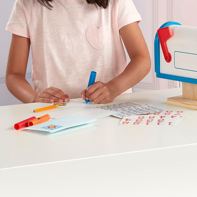 Melissa & Doug My Own Wooden Mailbox Activity Set and Educational Toy Kids Toy Mailbox With Reusable Letters And Post Cards, Pretend Play For Preschoolers And Kids Ages 4+