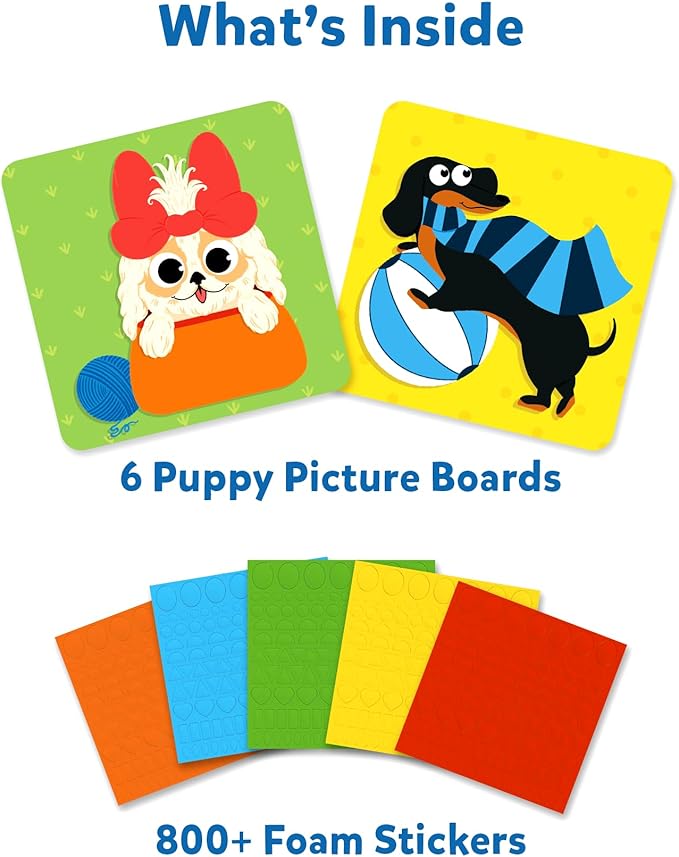 Skillmatics Art Activity - Fun with Foam Puppies, No Mess Felt Sticker Art for Kids, DIY Craft Kits, Gifts for Boys & Girls Ages 3, 4, 5, 6, 7, Travel Toys
