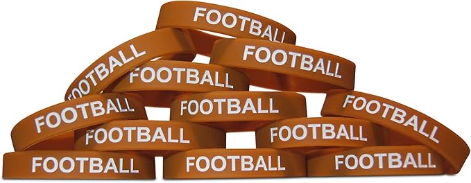 Novel Merk 12-Piece Football Party Favor & School Carival Prize Sports Silicone Wristband Bracelet