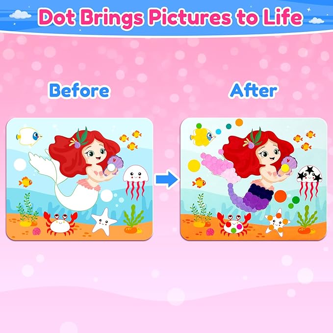 ZMLM Dot Art Craft Kit Activity, Dot Stickers for Toddlers No Mess Art and Craft Kit for Kids Ages 4-8, Small Easter Basket Stuffers DIY Crafts Birthday Valentines Day Gifts Classroom Travel Toys