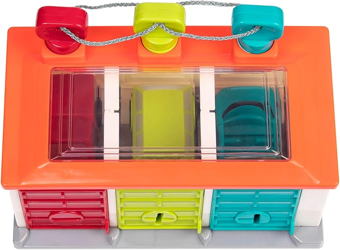 Battat – Car & Color Sorting Playset – Cause-And-Effect Toy – Push & Go Cars – Color-Coded Matching – 2 Years + – 3-Car Garage