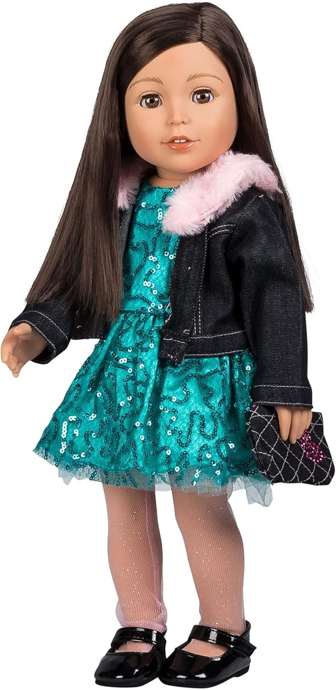 Adora Amazon Exclusive Amazing Girls Collection, 18” Realistic Doll with Changeable Outfit and Movable Soft Body, Birthday Gift for Kids and Toddlers Ages 6+ - Emma Sparkles