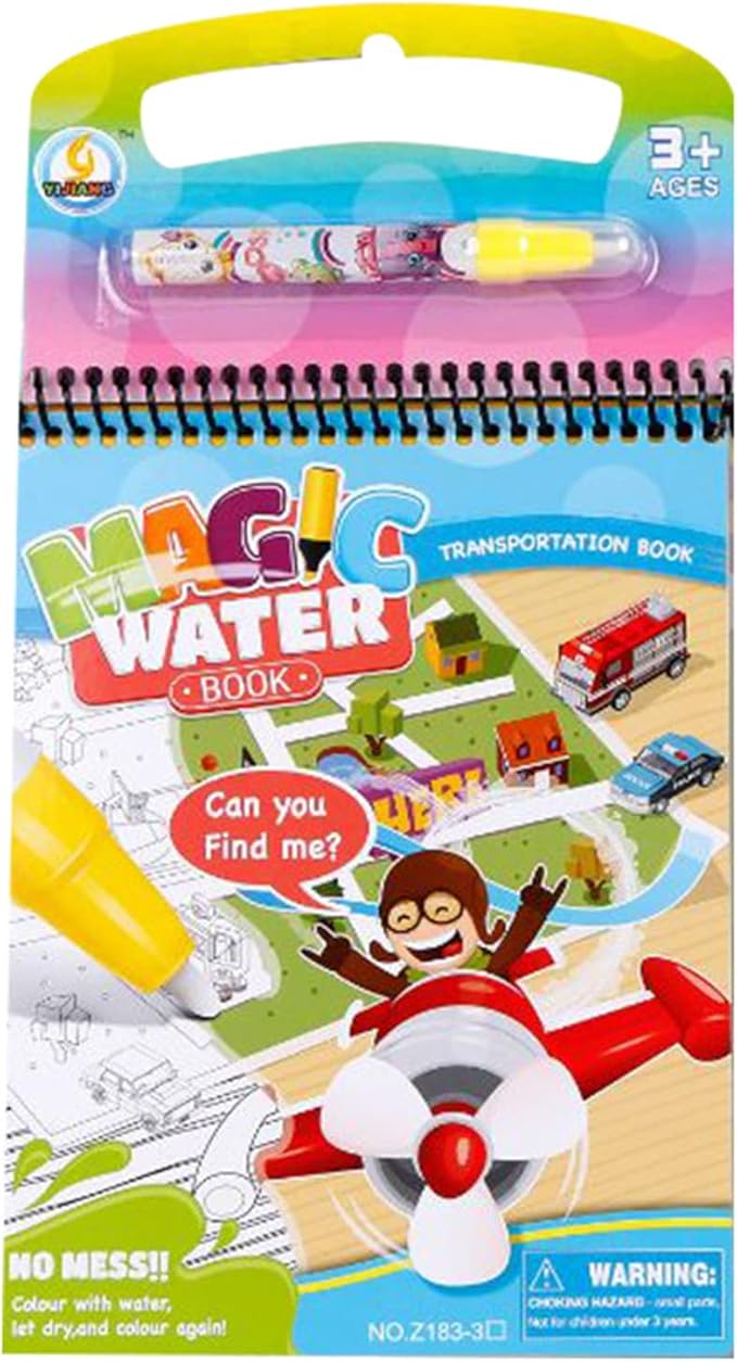 Painting Water Coloring Books Set for kids Water Drawing Coloring Book with Pen Early Educational Toys for Toddlers Boys and Girls 3 PCS（Transportation Tool Sporting and Creative Graphics）